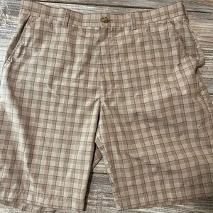 PGA Tour Men's Tan/Brown Plaid Shorts Size 36